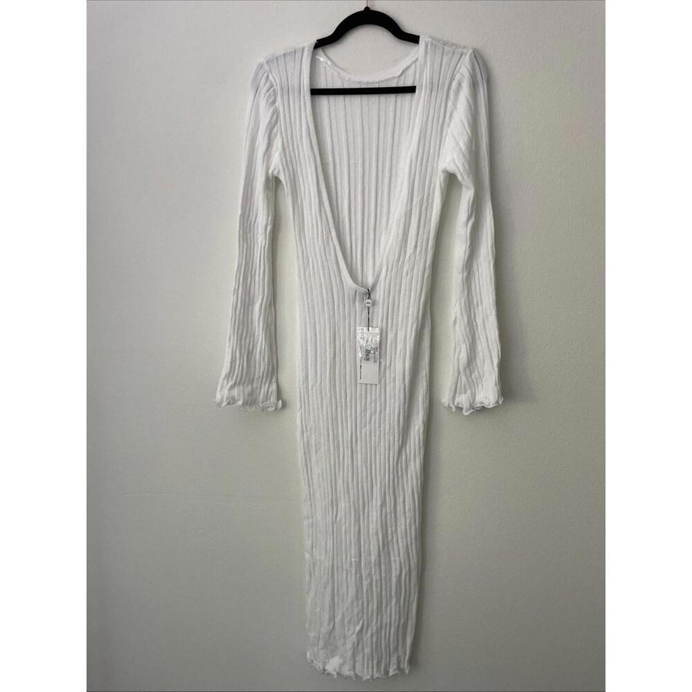 NWT SNDYS Baha Long Sleeve White Maxi Knit Dress Size M  Cover-up Revolve - Picture 5 of 10